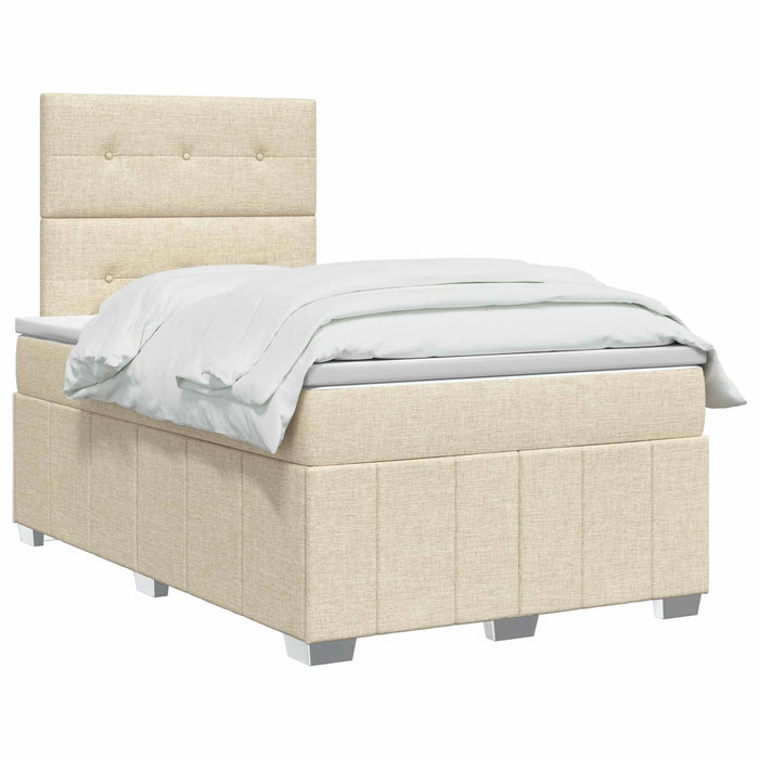 Pat boxspring cu saltea cu headboard Crem 120 x 200 cm Țesătură WALTI