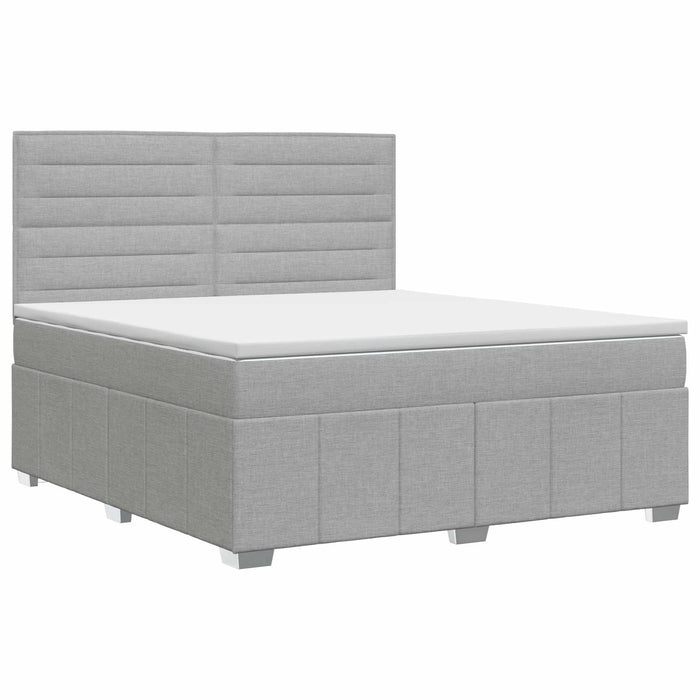 Pat boxspring cu saltea Gri deschis 140 x 190 cm Țesătură WALTI