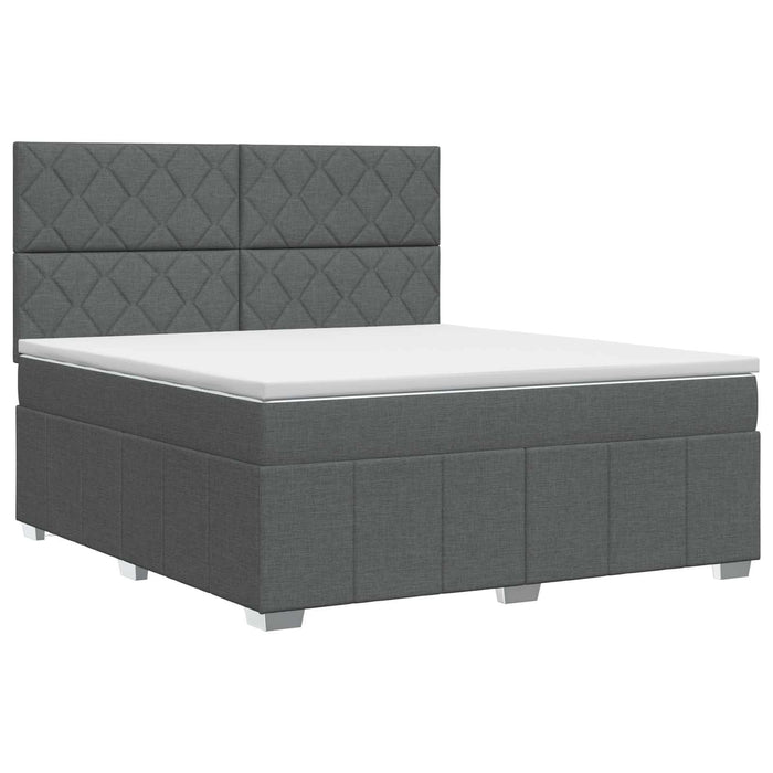 Pat boxspring cu saltea Gri închis 140 x 190 cm Țesătură WALTI
