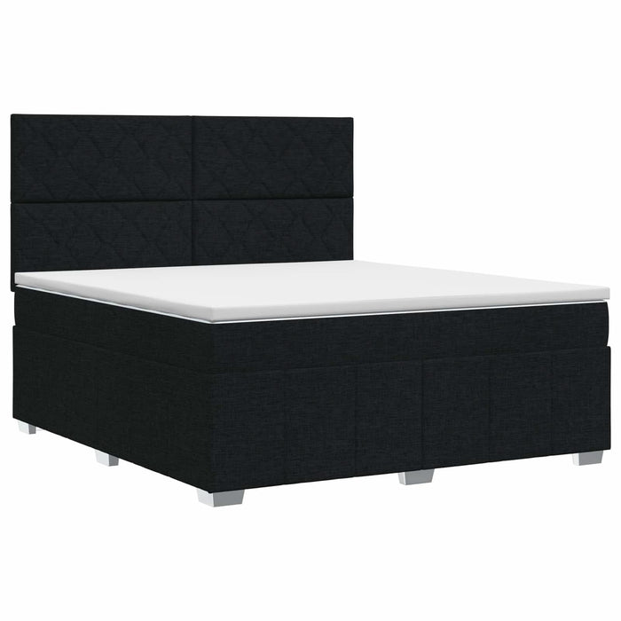 Pat boxspring cu saltea Negru 140 x 190 cm Țesătură WALTI