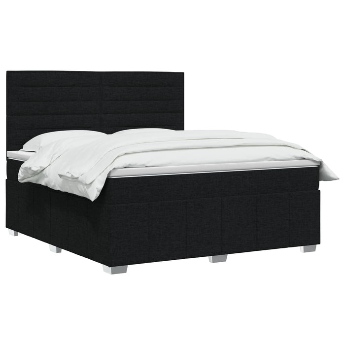Pat boxspring cu saltea Negru 140 x 200 cm Țesătură WALTI
