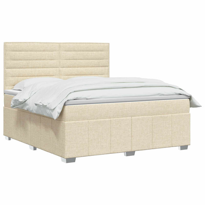 Pat boxspring cu saltea cu headboard Crem 140 x 200 cm Țesătură WALTI
