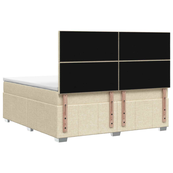 Pat boxspring cu saltea cu headboard Crem 140 x 200 cm Țesătură WALTI