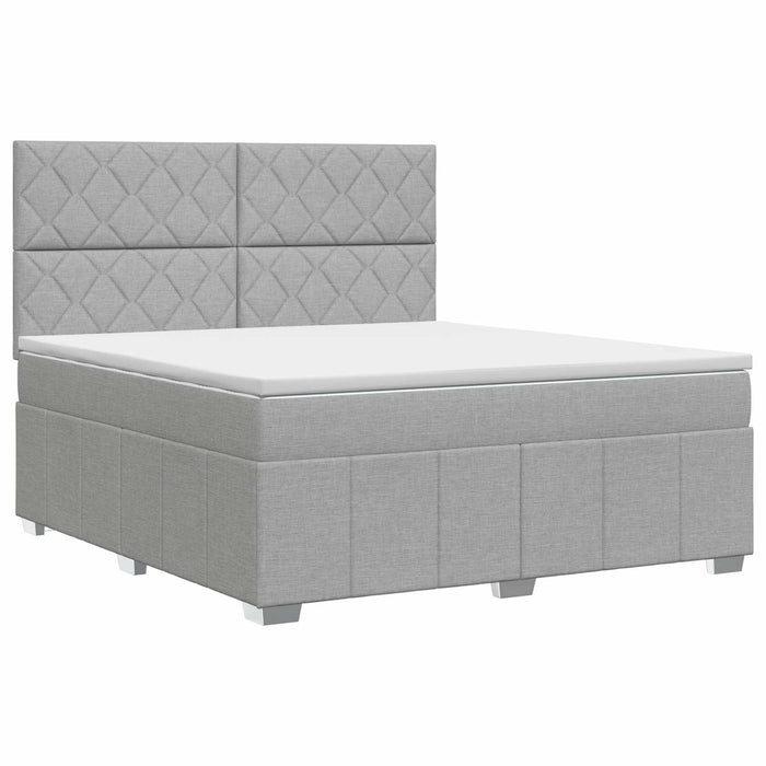 Pat boxspring cu saltea Gri deschis 140 x 200 cm Țesătură - WALTI WALTI
