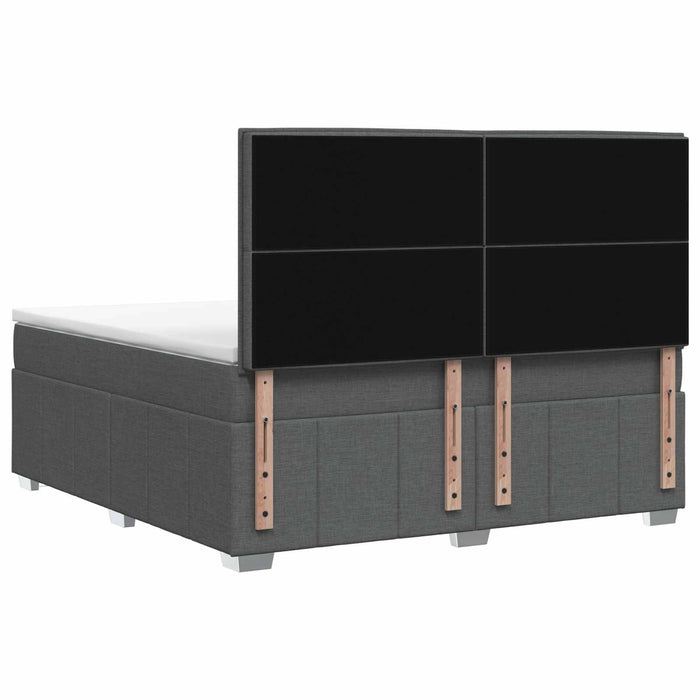 Pat boxspring cu saltea Gri închis 140 x 200 cm Țesătură WALTI