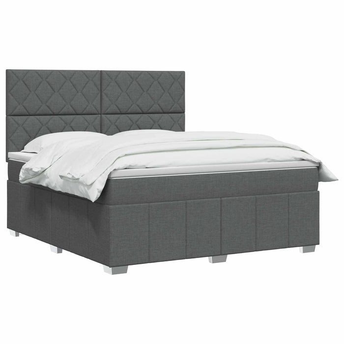 Pat boxspring cu saltea Gri închis 140 x 200 cm Țesătură WALTI