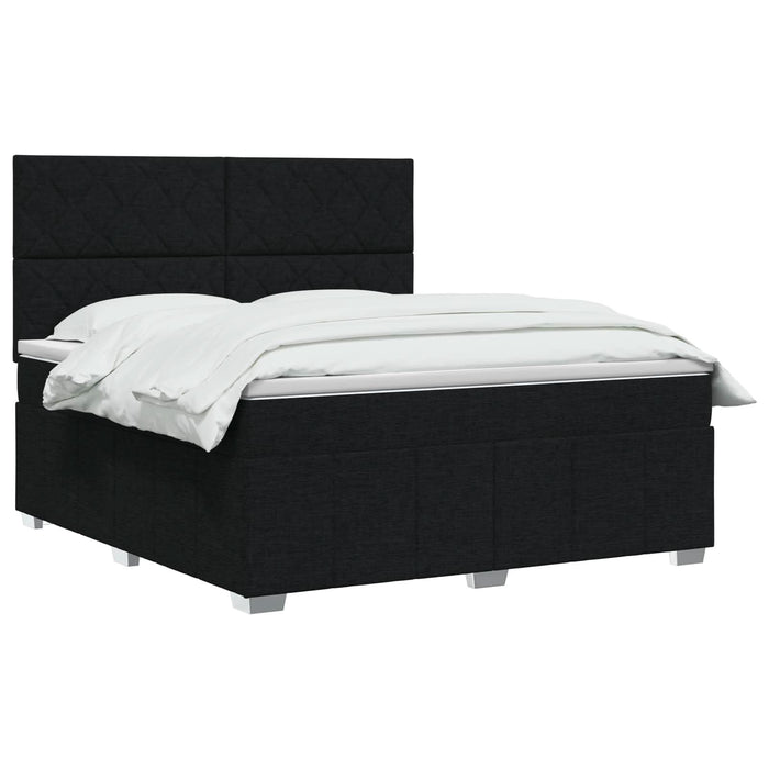 Pat boxspring cu saltea Negru 140 x 200 cm Țesătură WALTI