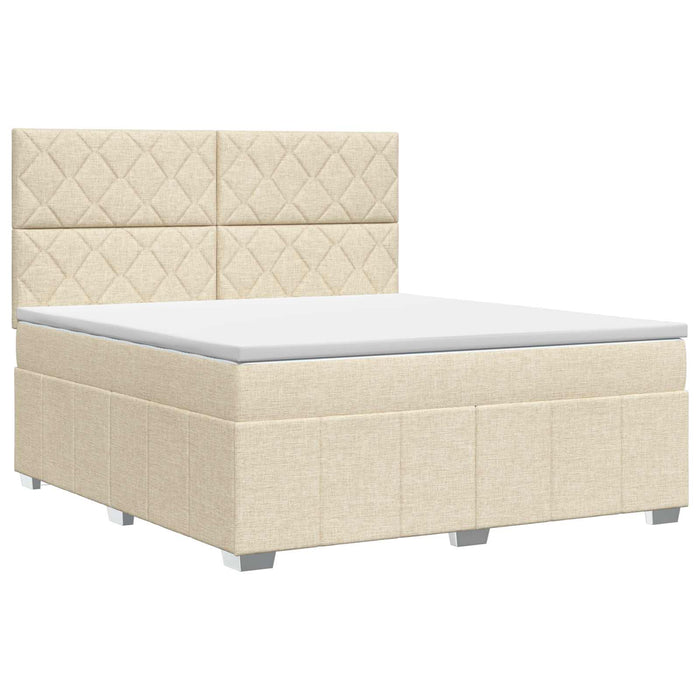 Pat boxspring cu saltea cu headboard Crem 140 x 200 cm Țesătură WALTI