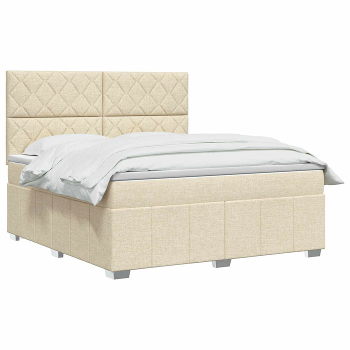 Pat boxspring cu saltea cu headboard Crem 140 x 200 cm Țesătură WALTI