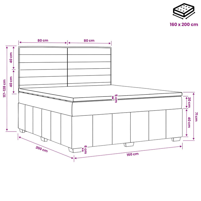 Pat boxspring cu saltea Negru 160 x 200 cm Țesătură WALTI