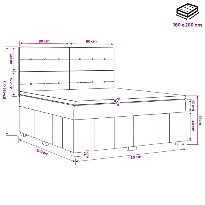 Pat boxspring cu saltea Negru 160 x 200 cm Țesătură WALTI