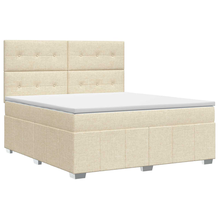 Pat boxspring cu saltea cu headboard Crem 160 x 200 cm Țesătură WALTI