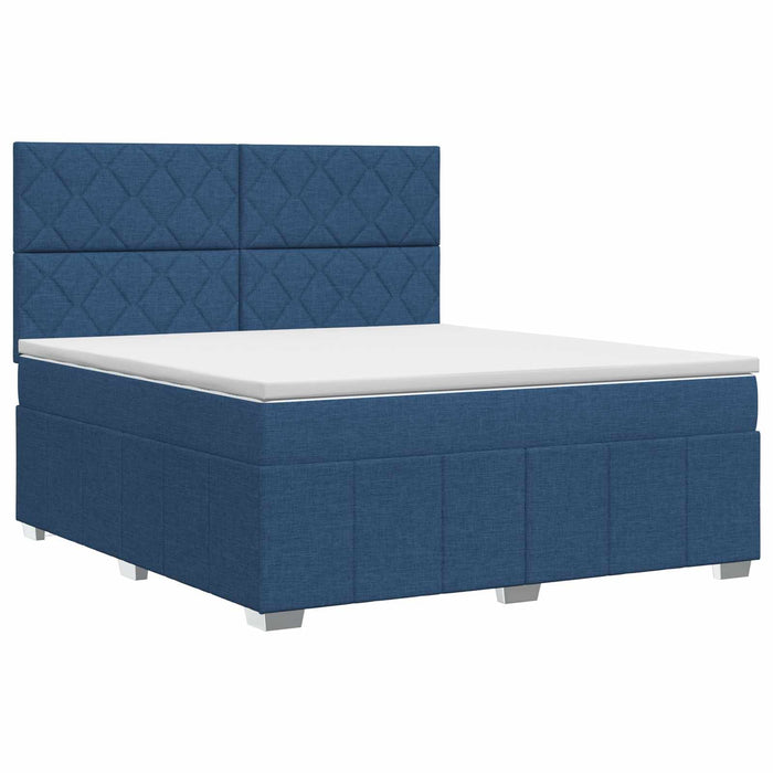 Pat boxspring cu saltea albastru 160 x 200 cm Țesătură WALTI