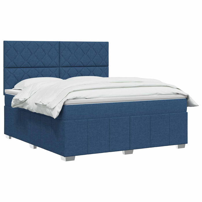 Pat boxspring cu saltea albastru 160 x 200 cm Țesătură WALTI