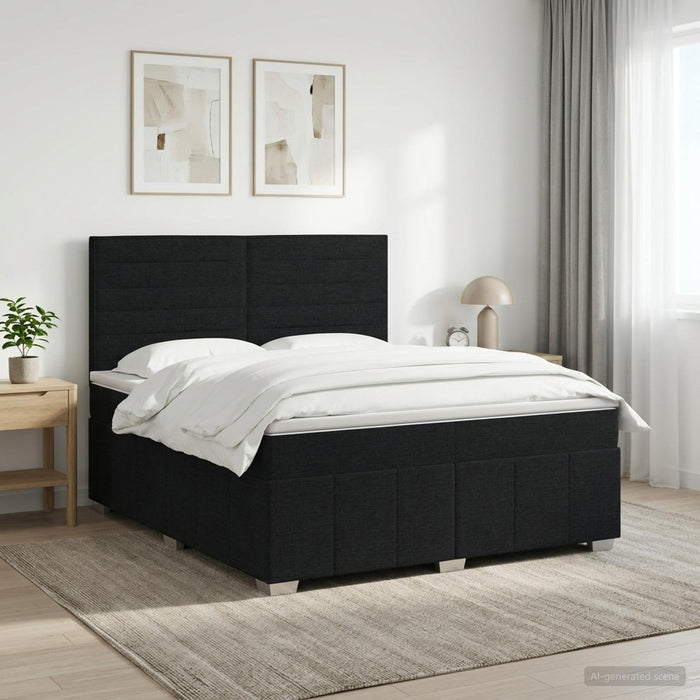 Pat boxspring cu saltea Negru 160 x 200 cm Țesătură WALTI