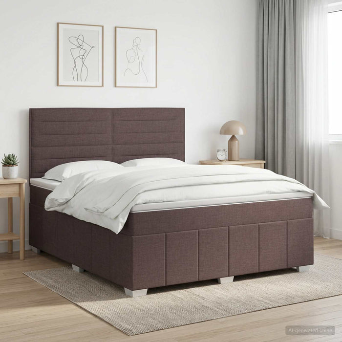 Pat boxspring cu saltea Maro închis 140 x 200 cm Țesătură WALTI