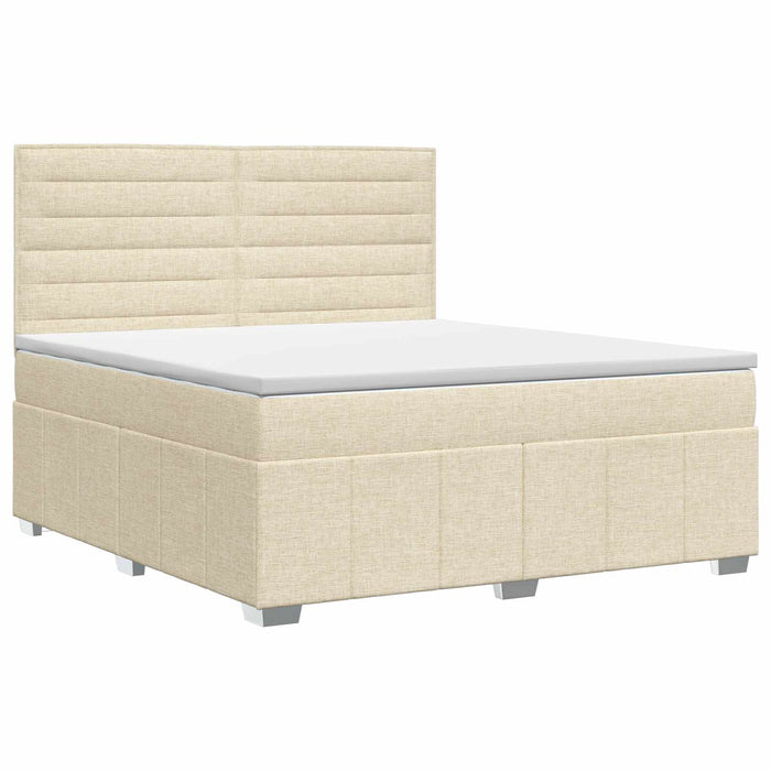 Pat boxspring cu saltea cu headboard Crem 180 x 200 cm Țesătură WALTI