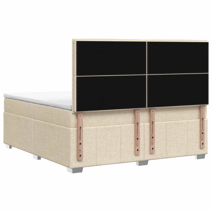 Pat boxspring cu saltea cu headboard Crem 180 x 200 cm Țesătură WALTI