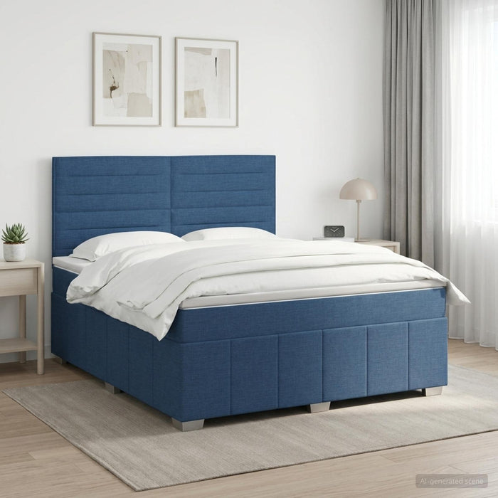 Pat boxspring cu saltea albastru 140 x 200 cm Țesătură WALTI