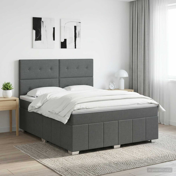 Pat boxspring cu saltea Gri închis 180 x 200 cm Țesătură WALTI