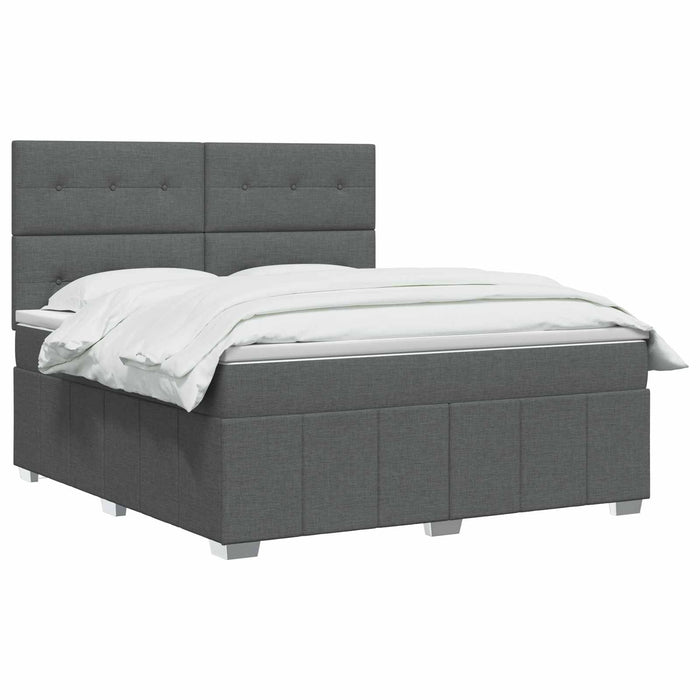 Pat boxspring cu saltea Gri închis 180 x 200 cm Țesătură WALTI