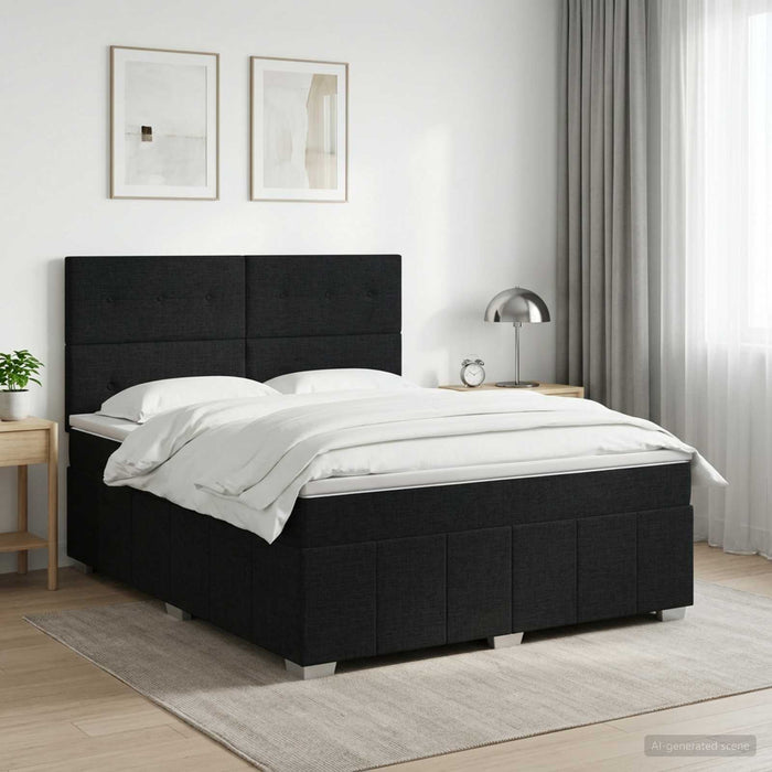 Pat boxspring cu saltea Negru 140 x 200 cm Țesătură - WALTI WALTI