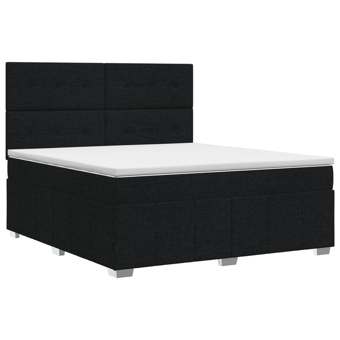 Pat boxspring cu saltea Negru 180 x 200 cm Țesătură WALTI