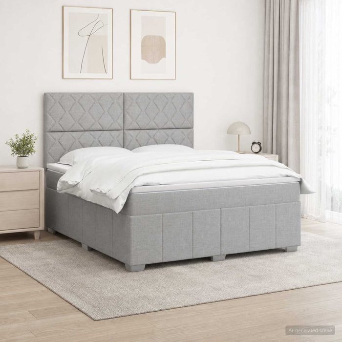 Pat boxspring cu saltea Gri deschis 140 x 190 cm Țesătură - WALTI WALTI