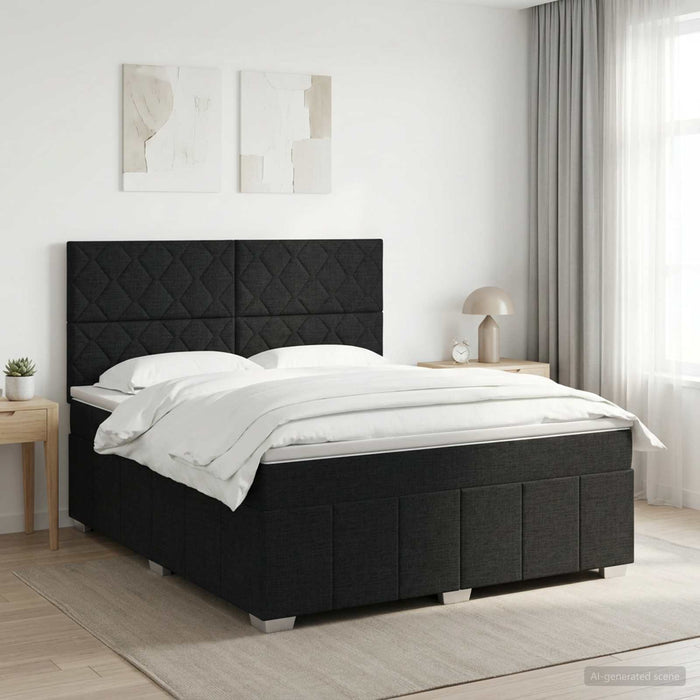 Pat boxspring cu saltea Negru 160 x 200 cm Țesătură - WALTI WALTI