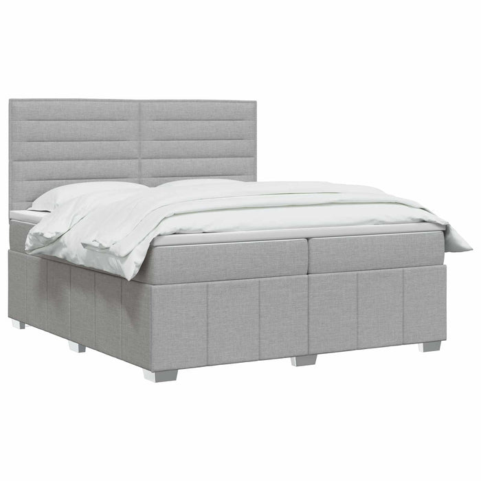 Pat boxspring cu saltea Gri deschis 200 x 200 cm Țesătură WALTI