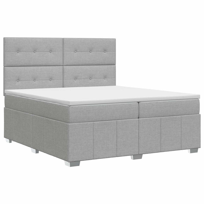 Pat boxspring cu saltea Gri deschis 200 x 200 cm Țesătură - WALTI WALTI