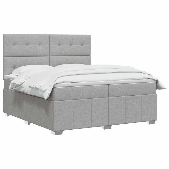 Pat boxspring cu saltea Gri deschis 200 x 200 cm Țesătură - WALTI WALTI