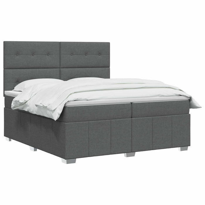 Pat boxspring cu saltea Gri închis 200 x 200 cm Țesătură - WALTI WALTI