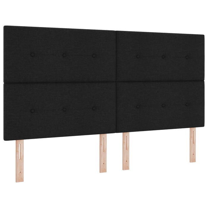 Pat boxspring cu saltea Negru 200 x 200 cm Țesătură - WALTI WALTI