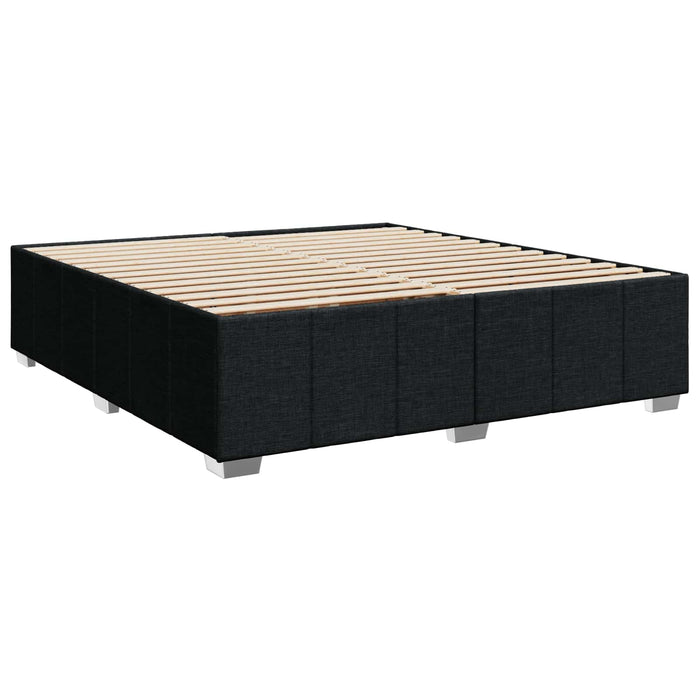 Pat boxspring cu saltea Negru 200 x 200 cm Țesătură - WALTI WALTI