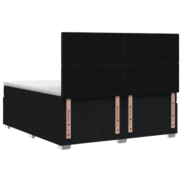 Pat boxspring cu saltea Negru 200 x 200 cm Țesătură - WALTI WALTI
