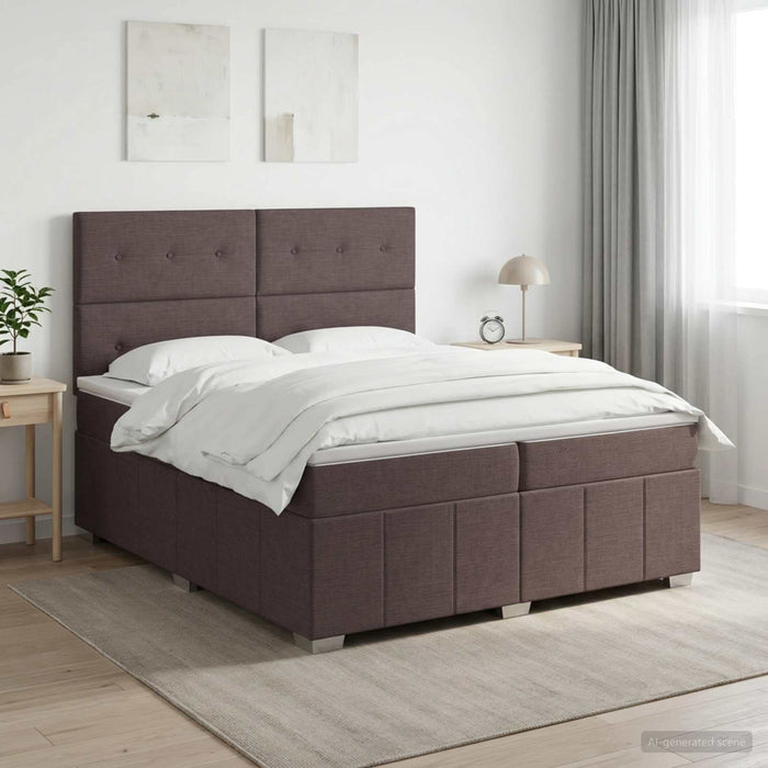 Pat boxspring cu saltea Maro închis 200 x 200 cm Țesătură WALTI