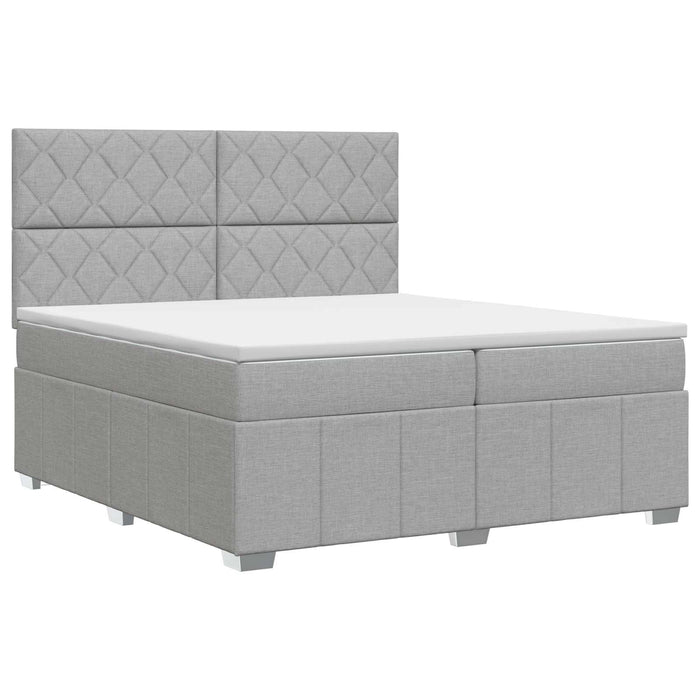 Pat boxspring cu saltea Gri deschis 200 x 200 cm Țesătură WALTI