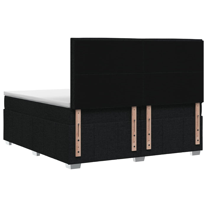Pat boxspring cu saltea Negru 200 x 200 cm Țesătură WALTI