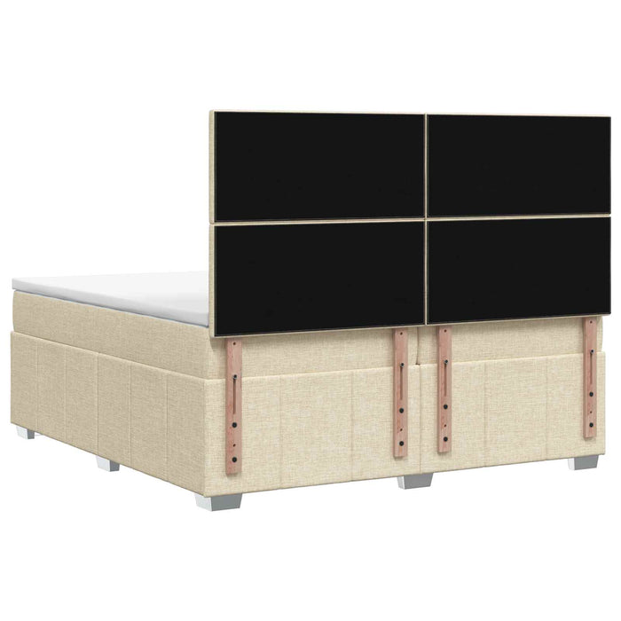 Pat boxspring cu saltea cu headboard Crem 200 x 200 cm Țesătură WALTI