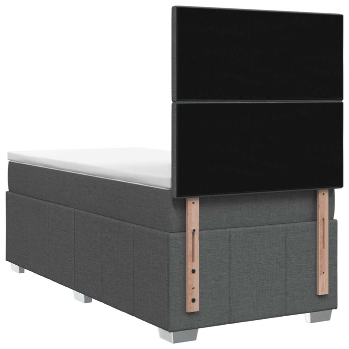 Pat boxspring cu saltea cu headboard Gri închis Unic Țesătură WALTI