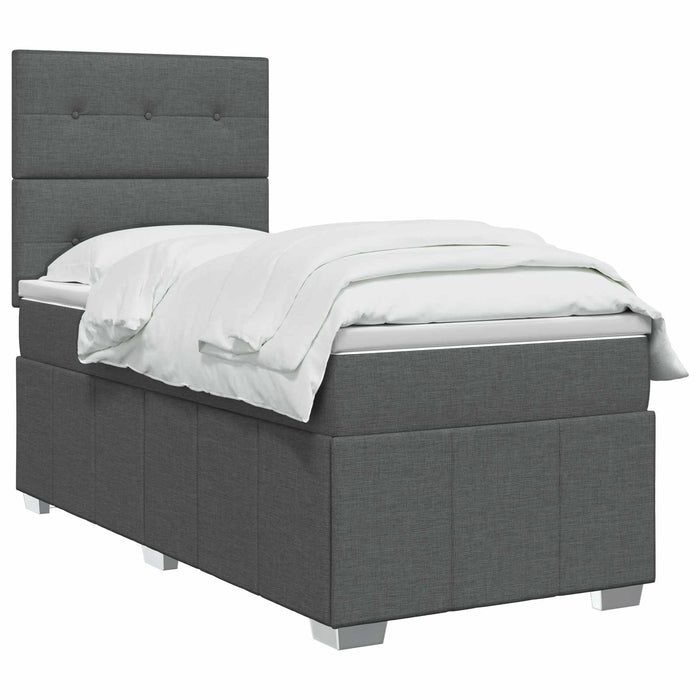 Pat boxspring cu saltea cu headboard Gri închis Unic Țesătură WALTI