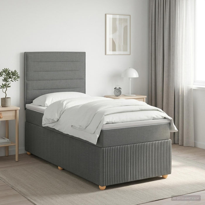 Pat boxspring cu saltea Gri închis 90 x 190 cm Țesătură - WALTI WALTI