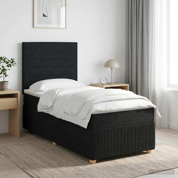 Pat boxspring cu saltea Negru 100 x 200 cm Țesătură WALTI