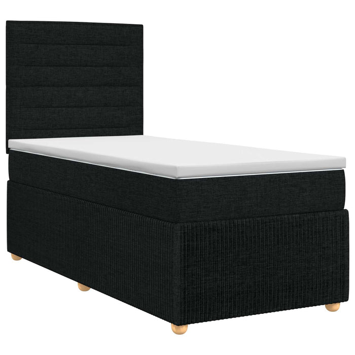 Pat boxspring cu saltea cu headboard Negru 80 x 200 cm Țesătură WALTI