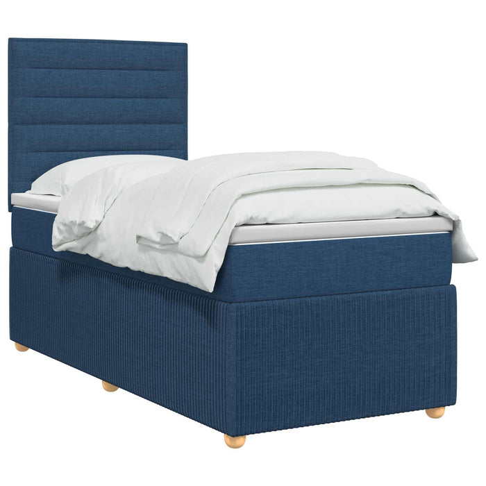 Pat boxspring cu saltea albastru 80 x 200 cm Țesătură WALTI