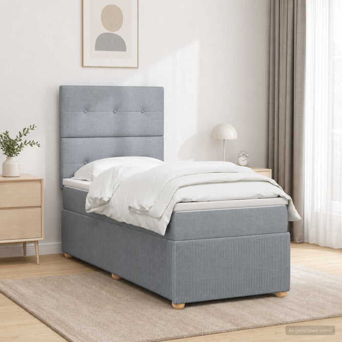 Pat boxspring cu saltea Gri deschis 100 x 200 cm Țesătură - WALTI WALTI