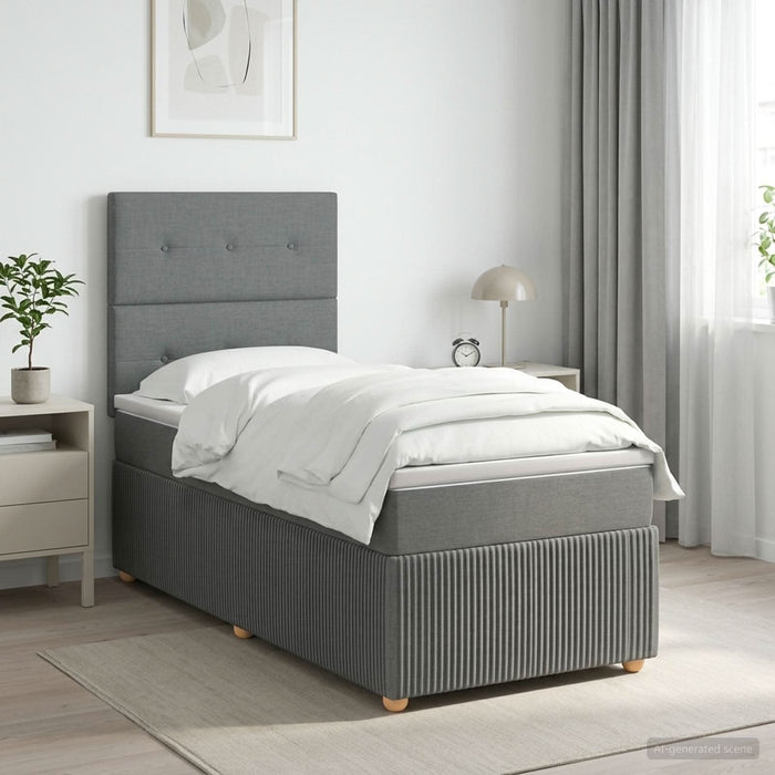 Pat boxspring cu saltea cu headboard Gri închis Unic Țesătură WALTI