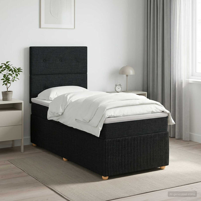 Pat boxspring cu saltea Negru 100 x 200 cm Țesătură - WALTI WALTI