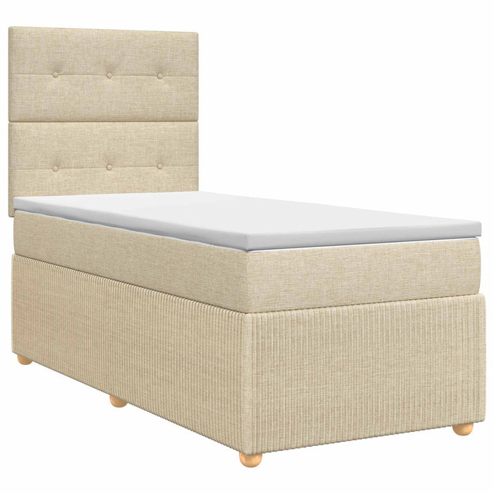 Pat boxspring cu saltea cu headboard Crem 80 x 200 cm Țesătură WALTI